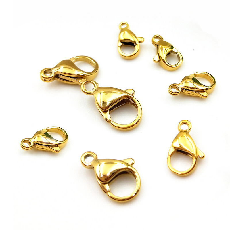 Wholesale Jewelry Findings 18k Gold Stainless Steel Lobster Claw Clasp For Jewellery