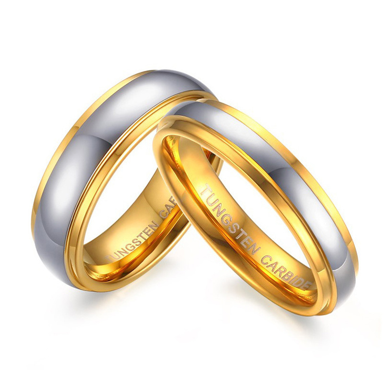 Wholesale Price Couple Two Tone 18k Gold Silver Tungsten Wedding Band Sets His And Hers