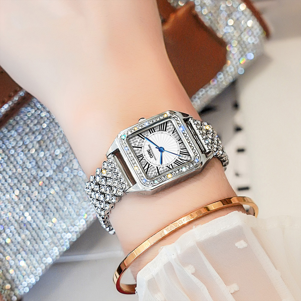 stainless steel waterproof luxury full diamond iced out cz quartz watches ladies women