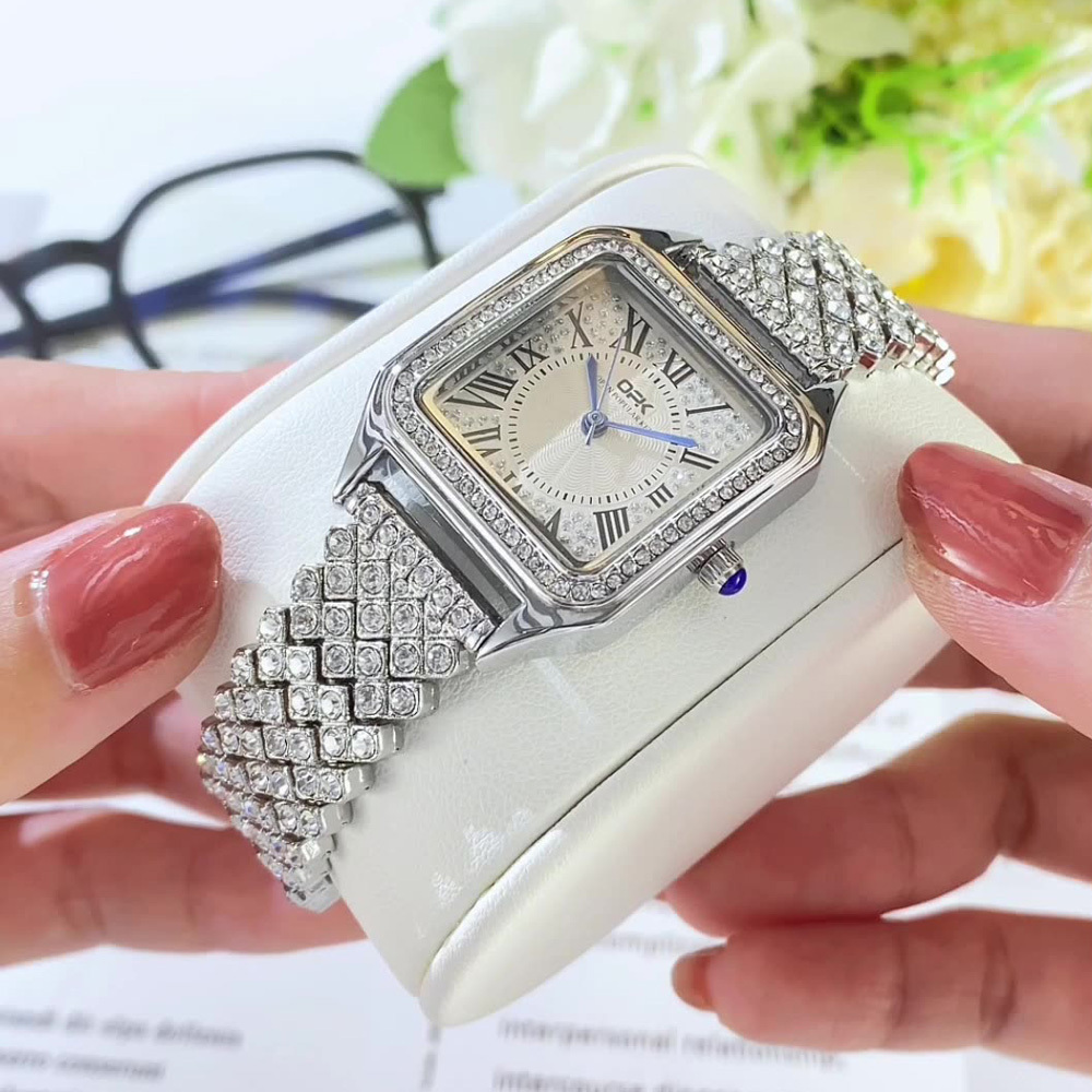 stainless steel waterproof luxury full diamond iced out cz quartz watches ladies women