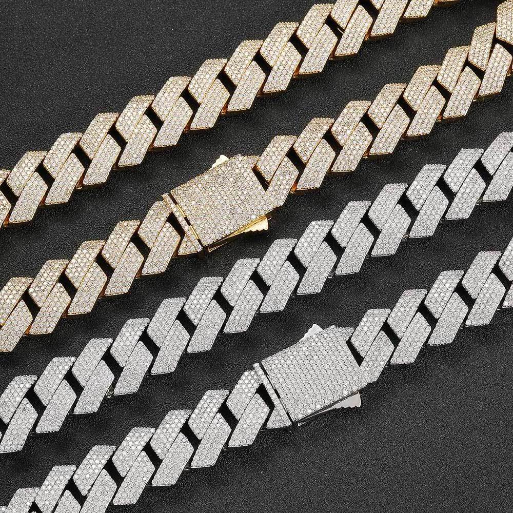 Luxury hip hop iced out jewelry fake VVS diamond 19mm cuban chain for rapper