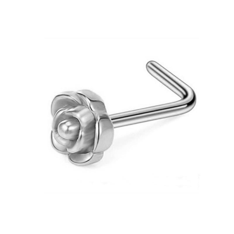 Rose Stainless Steel Body Piercing Jewelry Nose Ring