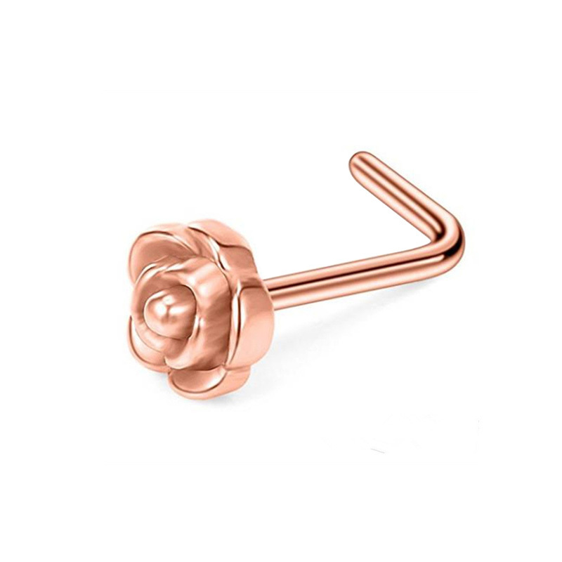 Rose Stainless Steel Body Piercing Jewelry Nose Ring