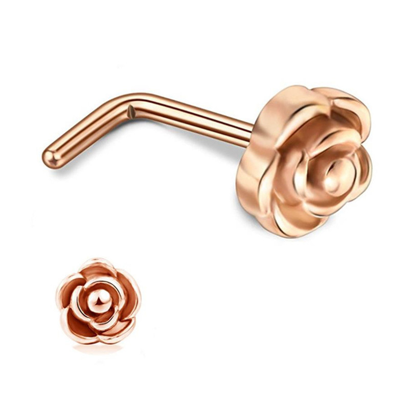 Rose Stainless Steel Body Piercing Jewelry Nose Ring