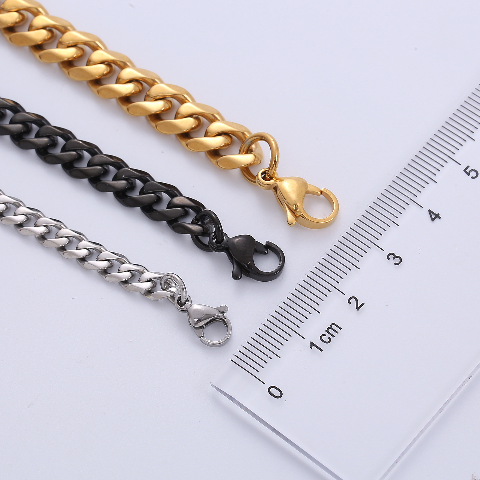 High Polished 3.5mm 5mm 7mm Gold Plated Chunky Cadena Cubana Stainless Steel Miami Cuban Link Chain