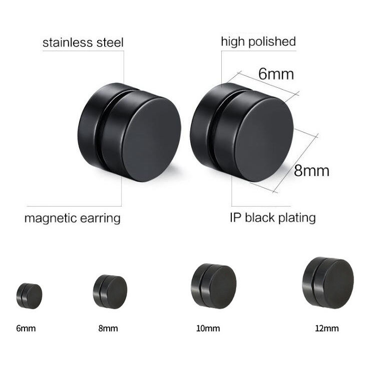 brincos masculinos Stainless Steel Non Piercing Men Magnetic Earrings