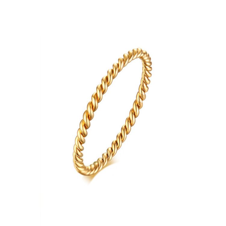 Latest Design Stainless Steel 18k Gold Plated Fashionable Mini Twist Wire Rings Jewelry Women