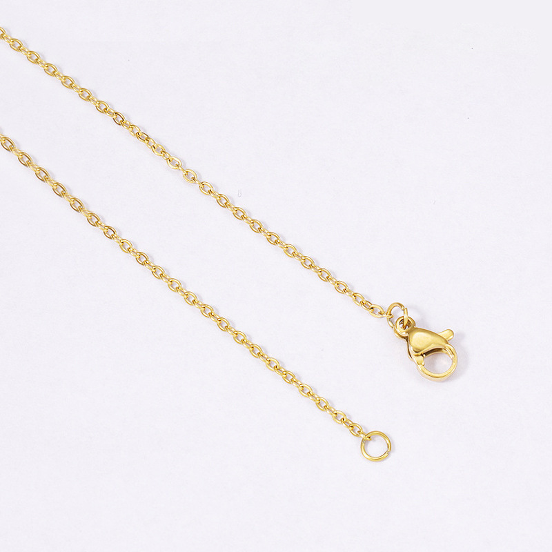 Waterproof Women Thin 18k Gold Plated Stainless Steel Link Rolo Cable Chain Necklace For Jewelry Making