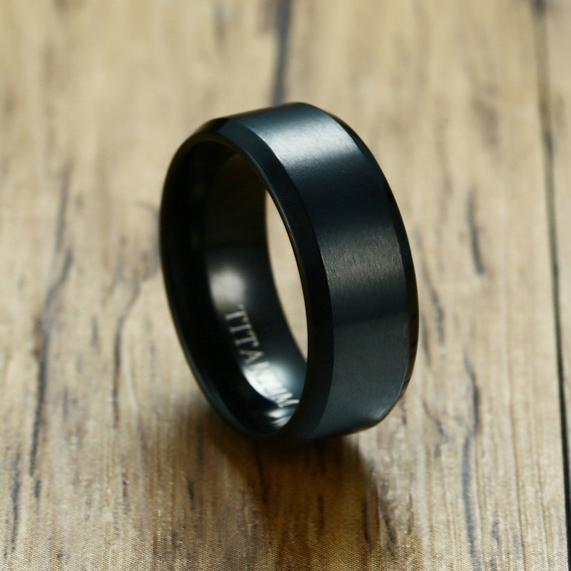 Anillo de titanio boda eternity piercing black blank ring titanium wedding ring for men