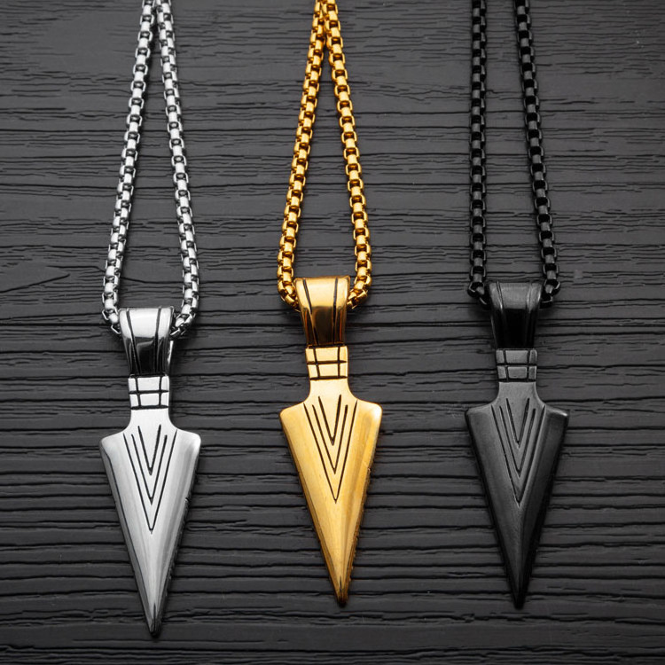 Fashion Jewelry Men Stainless Steel Arrowhead Necklace