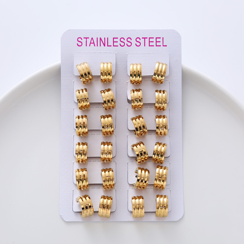 bulk wholesale stainless steel gold plated women small huggie hoop earrings mixed lot