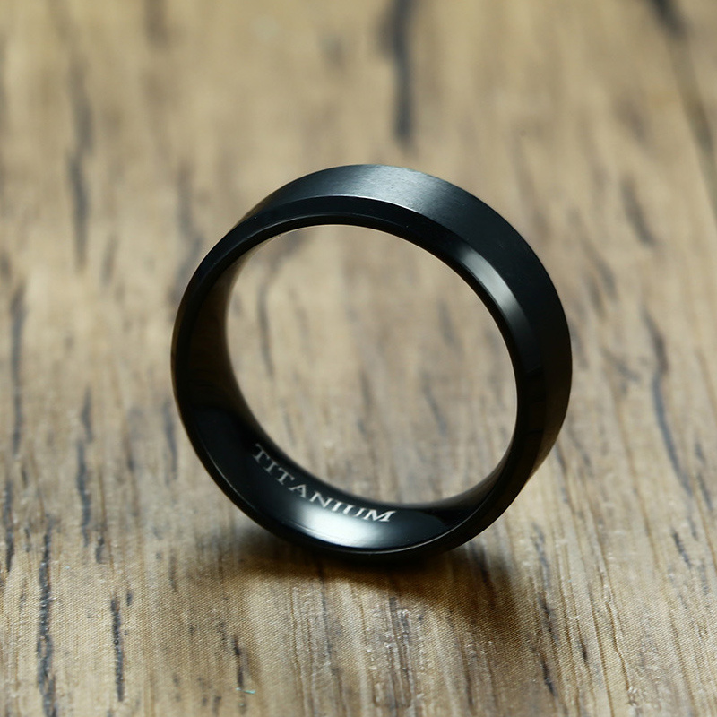 Anillo de titanio boda eternity piercing black blank ring titanium wedding ring for men