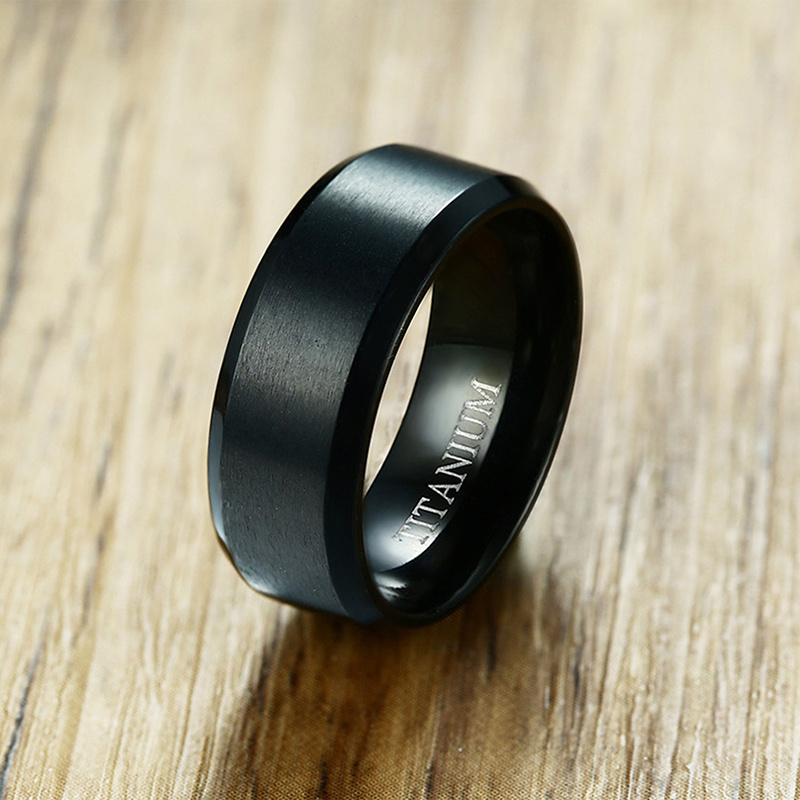 Anillo de titanio boda eternity piercing black blank ring titanium wedding ring for men