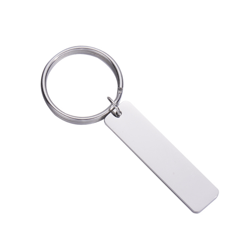 Promotion gifts rectangle keyrings custom logo laser engraving stainless steel metal key chain blanks