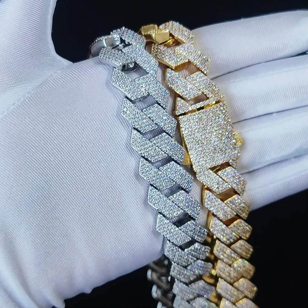 Luxury hip hop iced out jewelry fake VVS diamond 19mm cuban chain for rapper