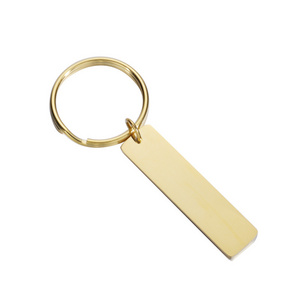 Promotion gifts rectangle keyrings custom logo laser engraving stainless steel metal key chain blanks