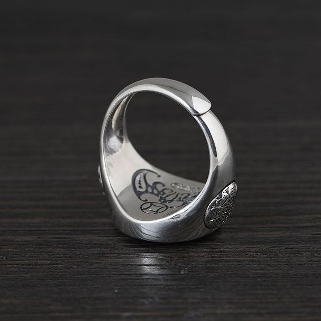 Wholesale 925 pure silver retro national nine palace eight trigrams silver jewelry ring man