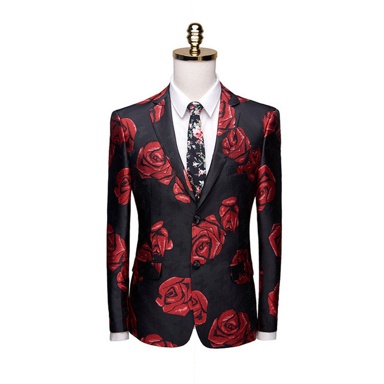 2020 new arrival design mens suits 2 piece  rose print fancy party pants blazer suits for men