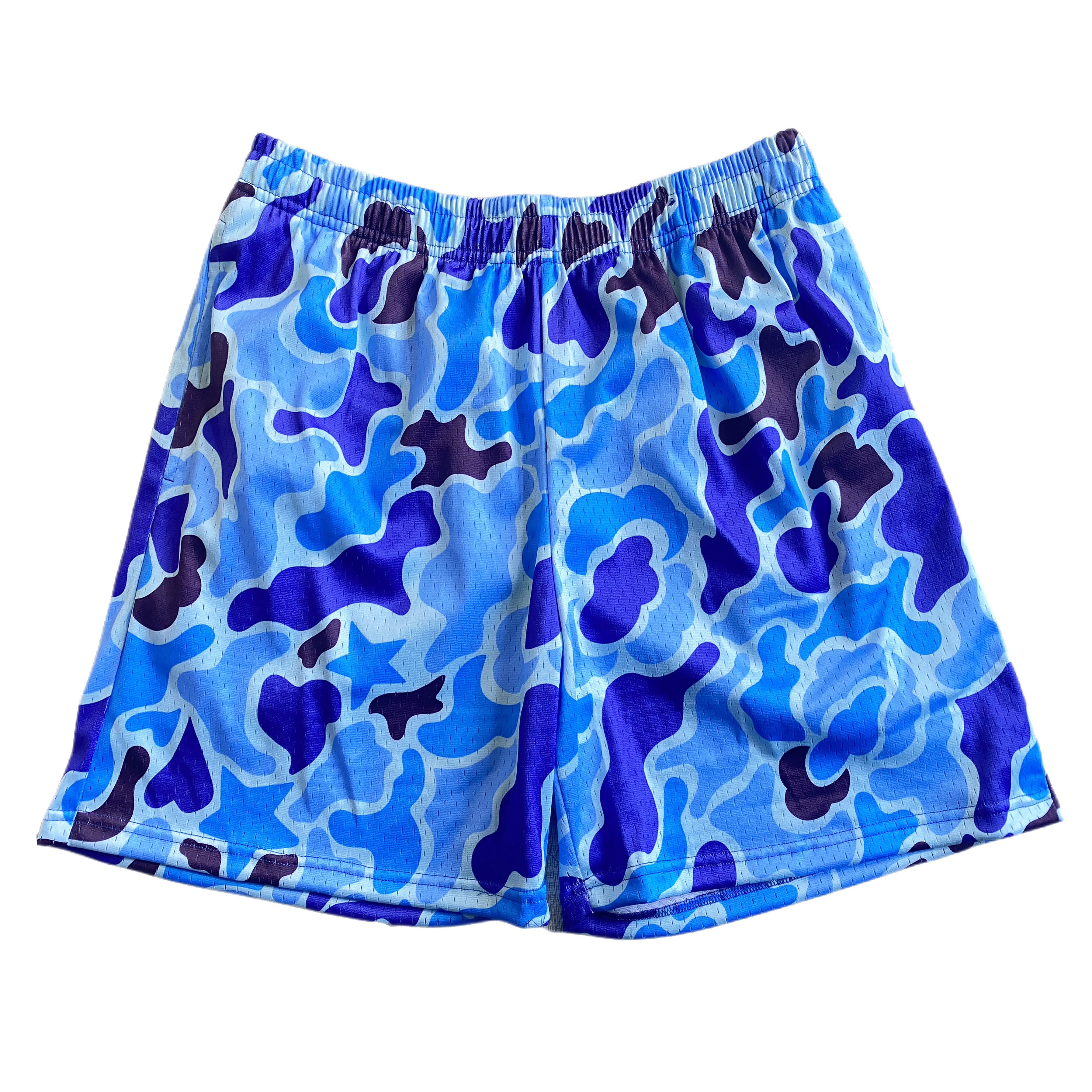 High quality above the knee 5 inch inseam 6 inseam mens basketball polyester sublimation double layer custom camo mesh shorts