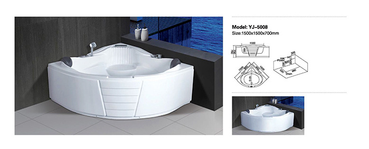 Bathroom Electronic Hydro Whirlpool Corner Acrylic Spa Water Massage Portable Bathtub