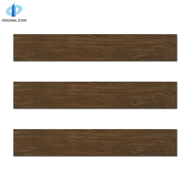 Wood Look Ceramic Tiles Series Dark Brown Foshan Wooden Tile Building Materials For Sale Size 200X1200 OS201207