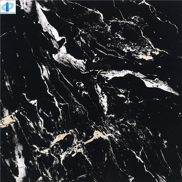 Glazed Polished Porcelain Black Shopping Mall Floor Tiles Marble Tiles Size 60x60cm foshan china