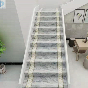 gray color  restaurant polished porcelain stair tiles with decorative strip step tiles