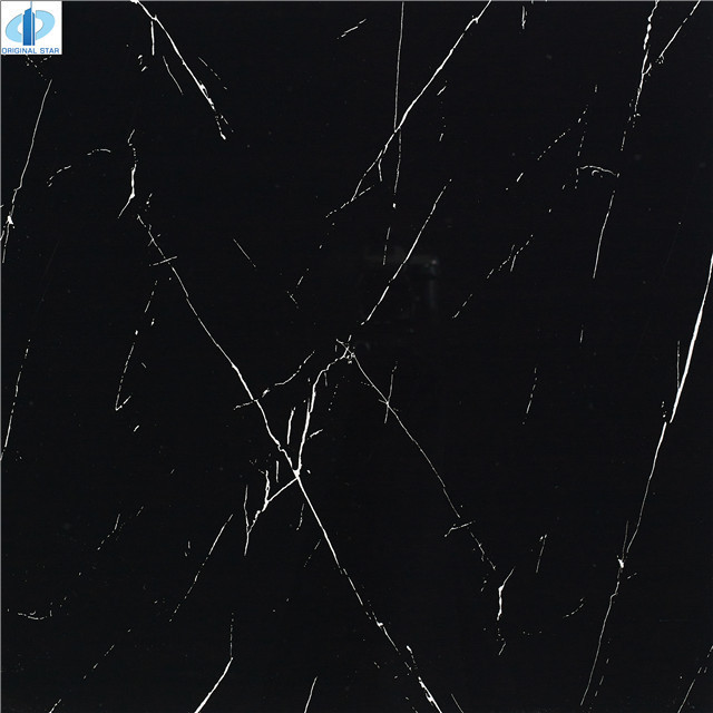 Glazed Polished Porcelain Black Shopping Mall Floor Tiles Marble Tiles Size 60x60cm foshan china