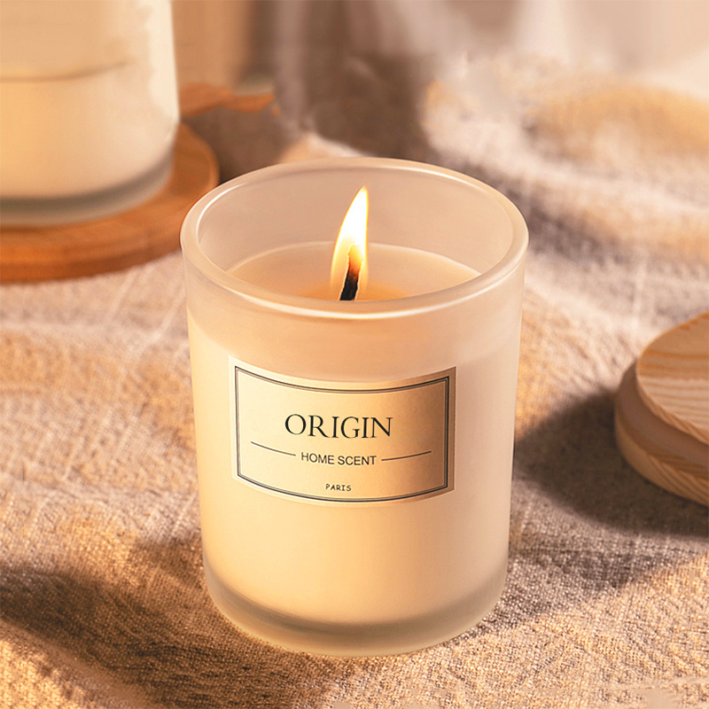 OEM ODM luxury scent candle white glass jar customized scented candles in bulk