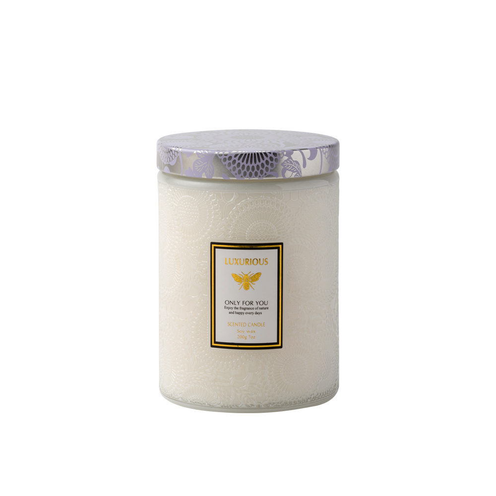 private label Holiday Aromatherapy Fragrance Soy Wax candles scented luxury Oversize embossed Scented Candles in glass jar