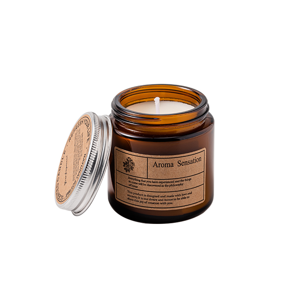 High quality home fragrance wholesale mini amber brown glass jar scented candle in bulk