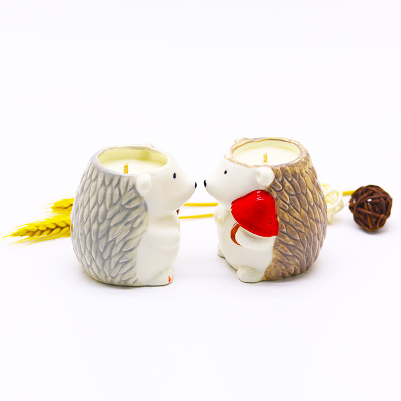 Home Decoration christmas candle molds cute Hedgehog ceramic jar soy wax spiritual candles wholesale scented candles