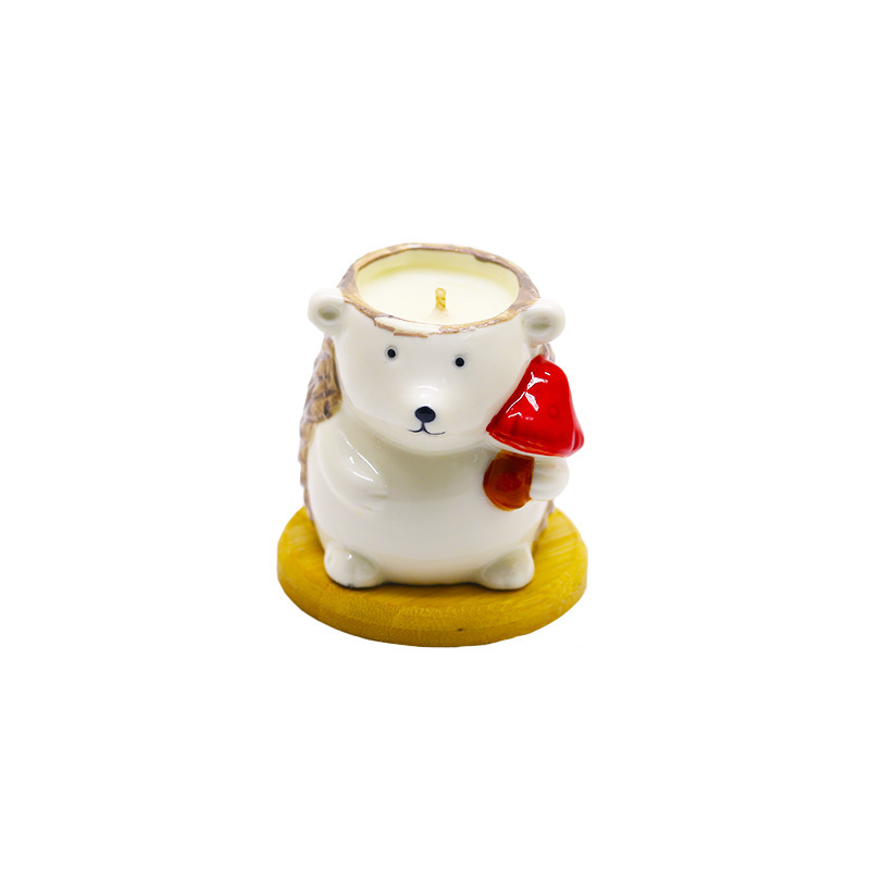 Home Decoration christmas candle molds cute Hedgehog ceramic jar soy wax spiritual candles wholesale scented candles