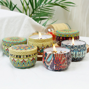 bulk wholesale home Decoration Custom dried flower concrete candle soy wax candles tin scented candle small