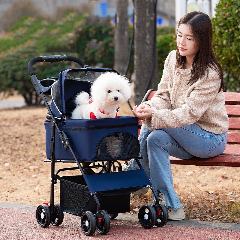 3 in 1 Folding Dog Stroller, Pet Folding Stroller, 4 Wheel Removable Travel Carrier for Small/Medium Pet,Sun Shade