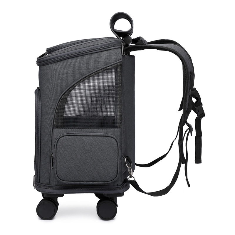 Rolling Dog Carrier Airline Approved Pet Carrier Dog Cat Rolling Backpack Travel Airline Wheel Luggage Bag Well Ventilated