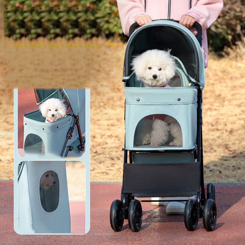 3-in-1 Pet Stroller for Dogs,Cat Stroller with Detachable Carrier & Pad Foldable Aluminum Alloy Frame Dual No-Zip Entry