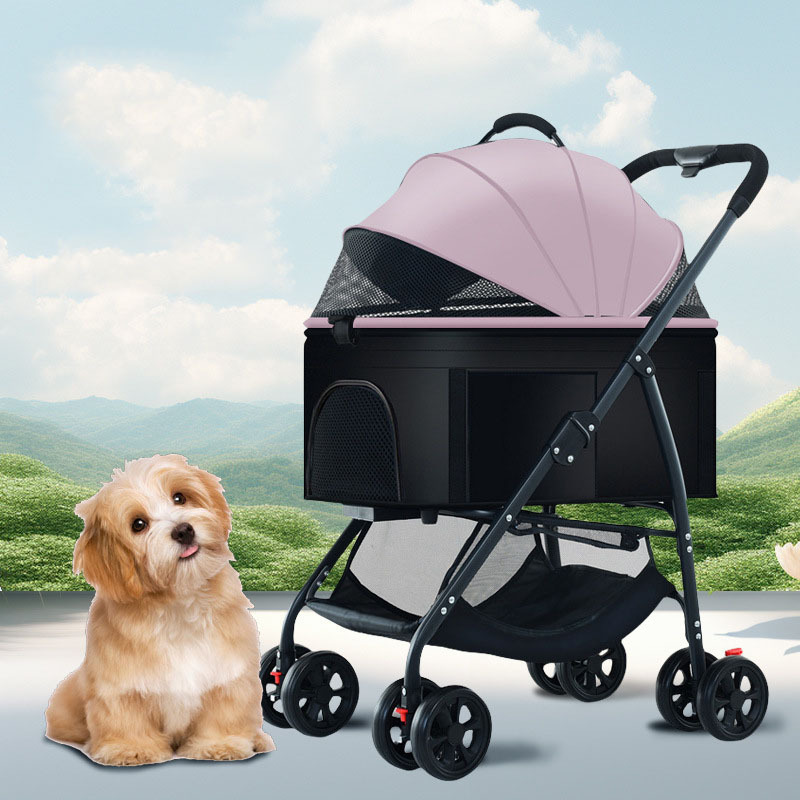 3 in 1 Dog Stroller For Medium Small Dogs Up to 35lbs, 4 Wheels Folding Pet Stroller For Dogs Cats With Detachable Carrier