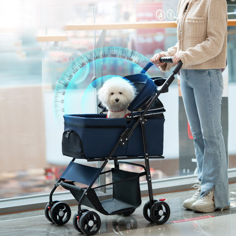 3 in 1 Folding Dog Stroller, Pet Folding Stroller, 4 Wheel Removable Travel Carrier for Small/Medium Pet,Sun Shade