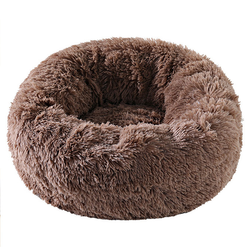 Anti Anxiety Round Fluffy Plush Faux Fur Warm Washable Cat Bed & Dog Bed, Washable Calming Pet Bed