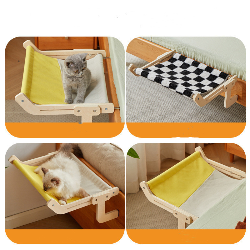 Wooden Window Perch for Cats Inside, 2 in1 Cat Hammock for Window, Multi Installation Cat Bed for Bedside Drawer and Cabinet