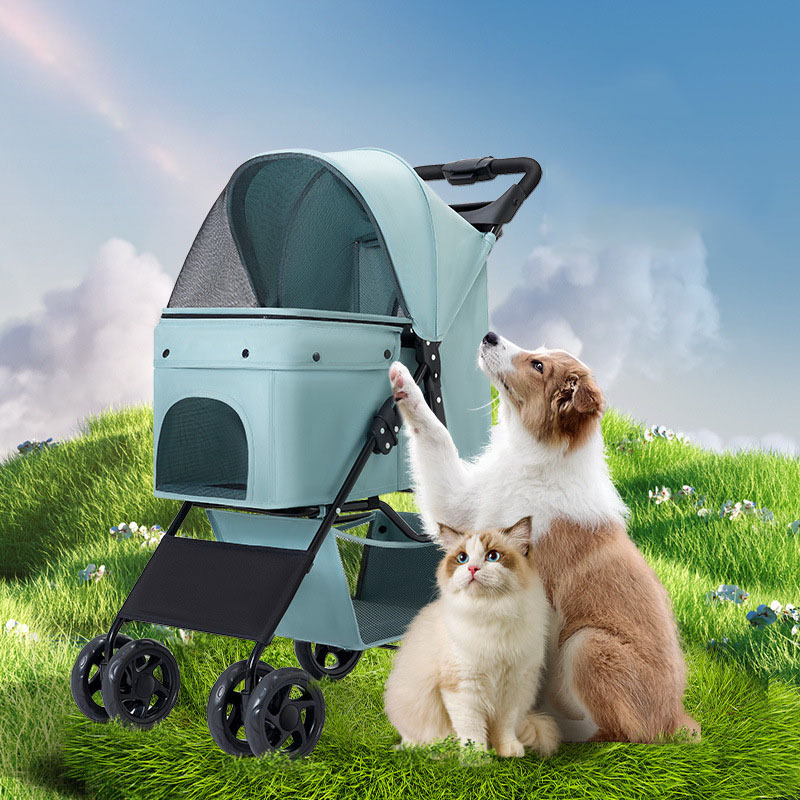 3-in-1 Pet Stroller for Dogs,Cat Stroller with Detachable Carrier & Pad Foldable Aluminum Alloy Frame Dual No-Zip Entry