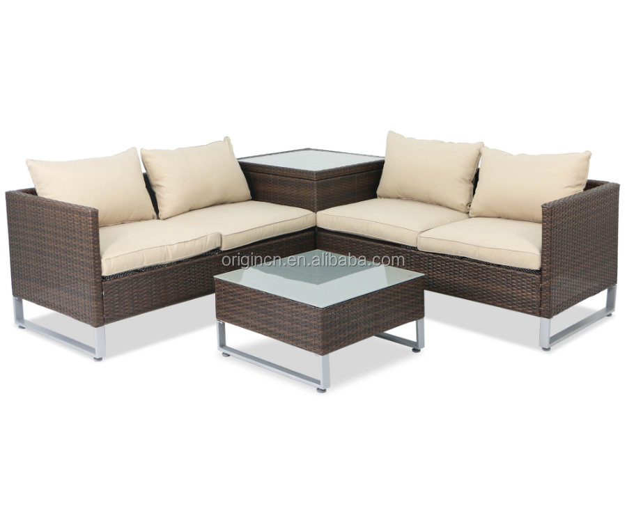 Indoor Sun Room Patio Outdoor Furniture Sectional Love Seat Storage Table Rattan Woven Sofa Sets