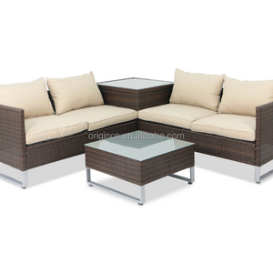 Indoor Sun Room Patio Outdoor Furniture Sectional Love Seat Storage Table Rattan Woven Sofa Sets