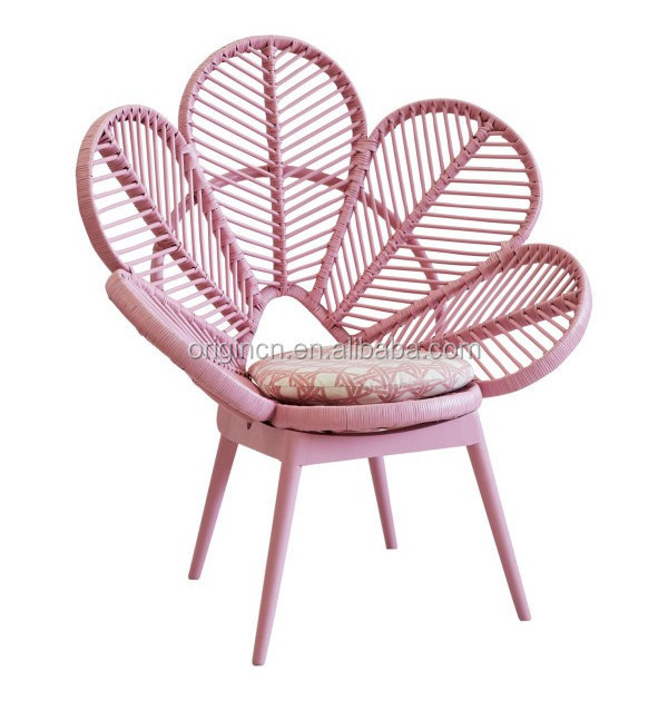 Pink Green Cute Chair School Furniture Flower Shaped Pe Polyethylene Rattan Peacock Chairs