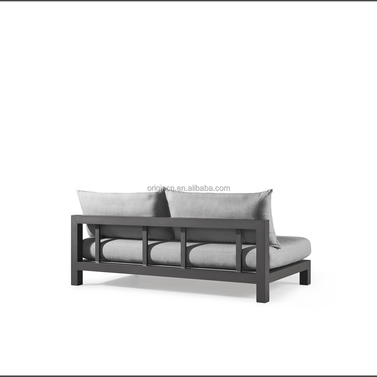 Minimalist design lounge chaise modular seating configuration thickness cushions aluminum frame armless 2 seat sofa