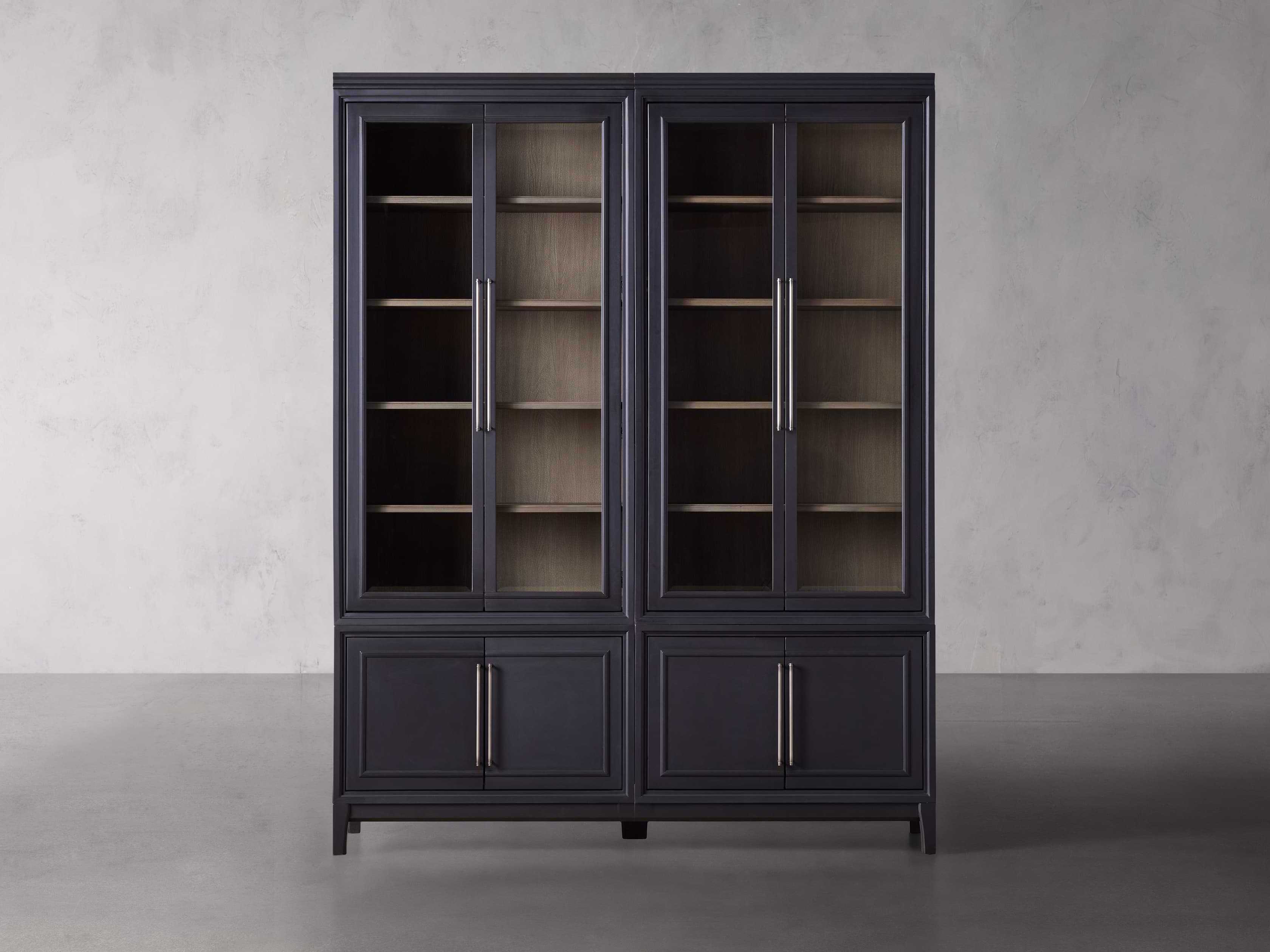 Glass door wood home storage furniture modern luxury style italian display cabinet