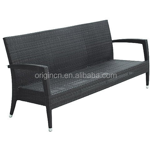 Salon Restaurant Waiting Wicker Rattan Bench Outdoor Furniture 3 Seater Sofas