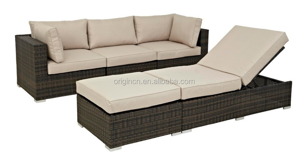 Cabana residential outdoor sun lounge bed and 3 seater corner sofa rattan jardin garden furniture