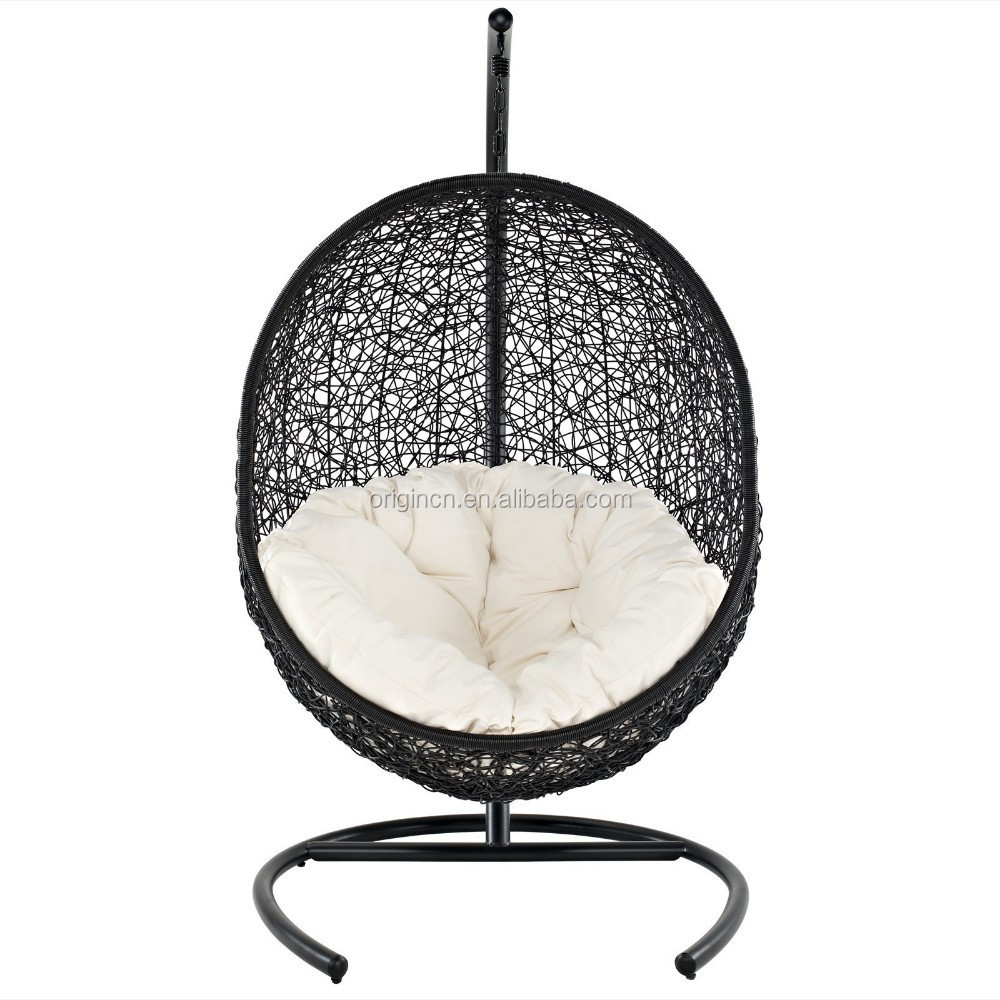 Artistic bird nest shape rattan home furniture with solid base indoor swing for adults